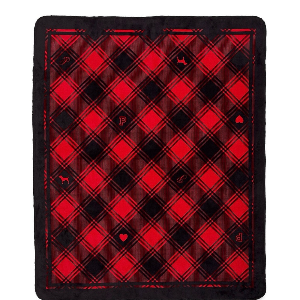 Victoria’s Secret-Pink Red and Black Plaid Blanket New